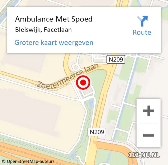 Locatie op kaart van de 112 melding: Ambulance Met Spoed Naar Bleiswijk, Facetlaan op 17 november 2023 10:22