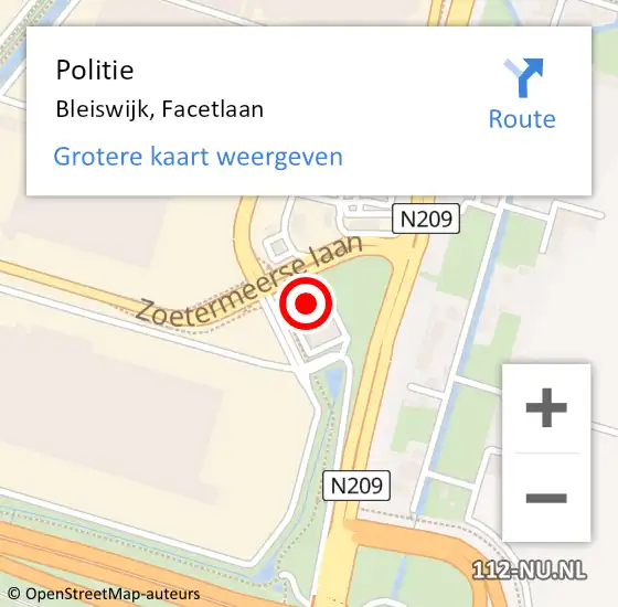 Locatie op kaart van de 112 melding: Politie Bleiswijk, Facetlaan op 17 november 2023 10:23
