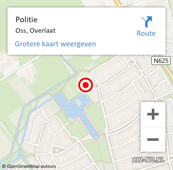 Locatie op kaart van de 112 melding: Politie Oss, Overlaat op 17 november 2023 10:25