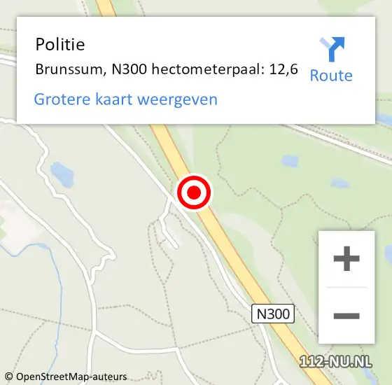 Locatie op kaart van de 112 melding: Politie Brunssum, N300 hectometerpaal: 12,6 op 17 november 2023 10:46