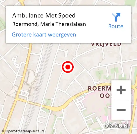 Locatie op kaart van de 112 melding: Ambulance Met Spoed Naar Roermond, Maria Theresialaan op 17 november 2023 10:47