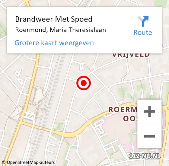 Locatie op kaart van de 112 melding: Brandweer Met Spoed Naar Roermond, Maria Theresialaan op 17 november 2023 10:48