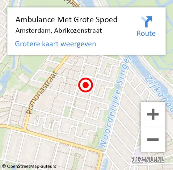 Locatie op kaart van de 112 melding: Ambulance Met Grote Spoed Naar Amsterdam, Abrikozenstraat op 17 november 2023 10:49