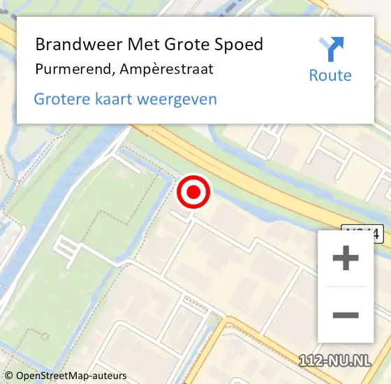 Locatie op kaart van de 112 melding: Brandweer Met Grote Spoed Naar Purmerend, Ampèrestraat op 17 november 2023 10:51