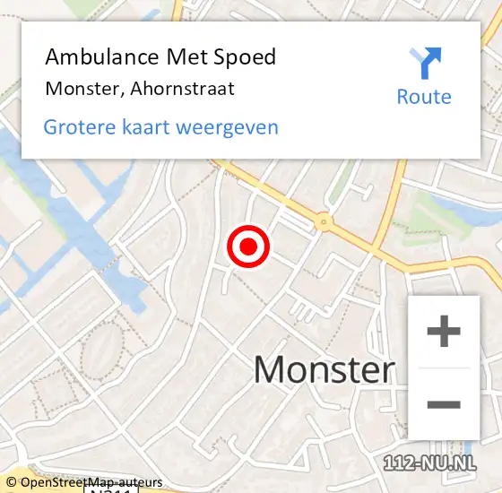 Locatie op kaart van de 112 melding: Ambulance Met Spoed Naar Monster, Ahornstraat op 17 november 2023 10:53