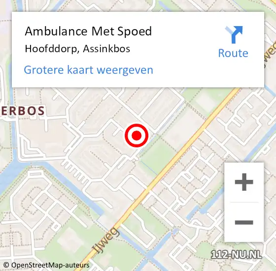 Locatie op kaart van de 112 melding: Ambulance Met Spoed Naar Hoofddorp, Assinkbos op 17 november 2023 11:04