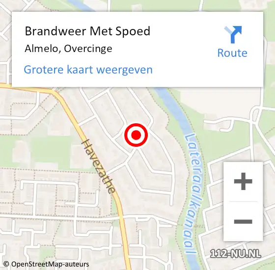 Locatie op kaart van de 112 melding: Brandweer Met Spoed Naar Almelo, Overcinge op 17 november 2023 11:09