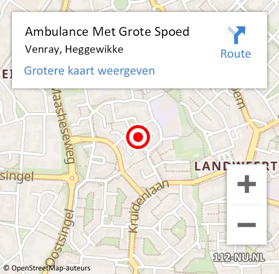 Locatie op kaart van de 112 melding: Ambulance Met Grote Spoed Naar Venray, Heggewikke op 15 september 2014 16:33