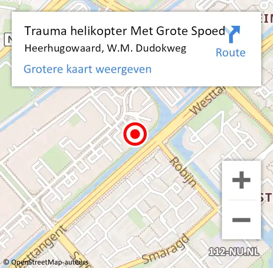 Locatie op kaart van de 112 melding: Trauma helikopter Met Grote Spoed Naar Heerhugowaard, W.M. Dudokweg op 17 november 2023 11:43