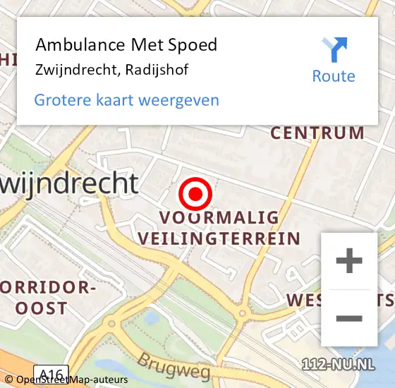 Locatie op kaart van de 112 melding: Ambulance Met Spoed Naar Zwijndrecht, Radijshof op 17 november 2023 11:44