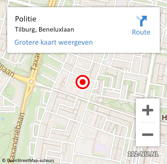 Locatie op kaart van de 112 melding: Politie Tilburg, Beneluxlaan op 17 november 2023 11:55