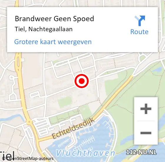 Locatie op kaart van de 112 melding: Brandweer Geen Spoed Naar Tiel, Nachtegaallaan op 17 november 2023 12:12