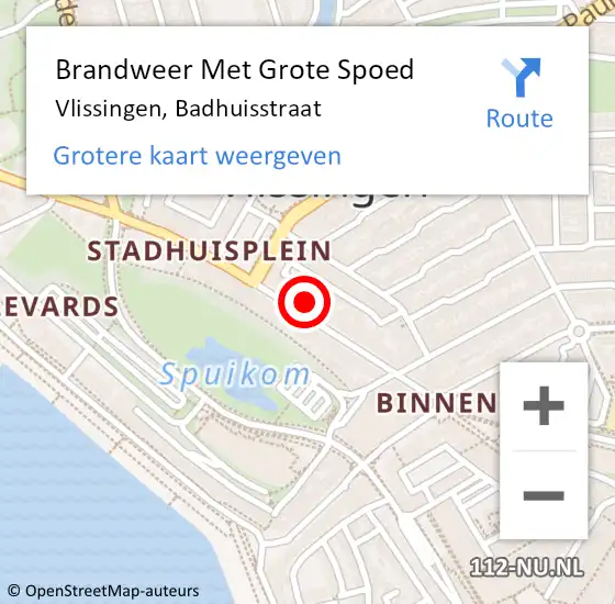 Locatie op kaart van de 112 melding: Brandweer Met Grote Spoed Naar Vlissingen, Badhuisstraat op 17 november 2023 12:36