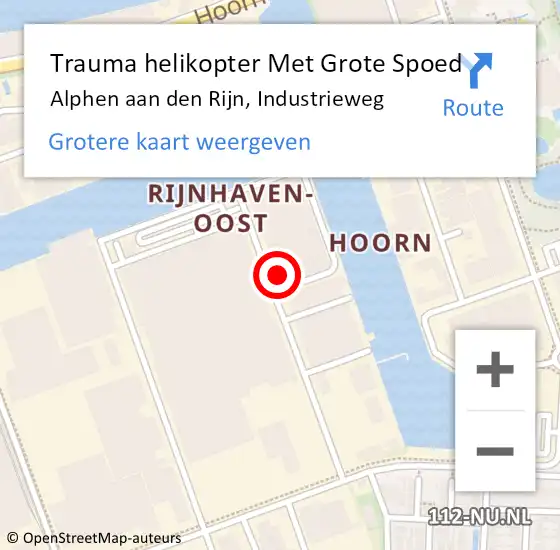 Locatie op kaart van de 112 melding: Trauma helikopter Met Grote Spoed Naar Alphen aan den Rijn, Industrieweg op 17 november 2023 12:57