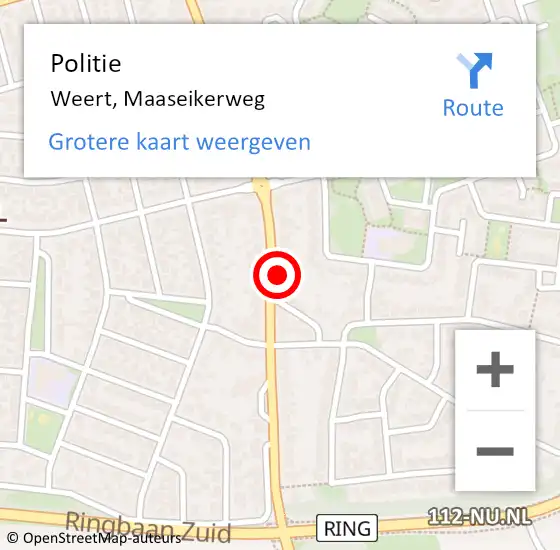 Locatie op kaart van de 112 melding: Politie Weert, Maaseikerweg op 17 november 2023 12:57