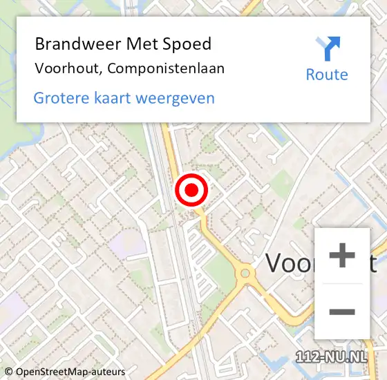 Locatie op kaart van de 112 melding: Brandweer Met Spoed Naar Voorhout, Componistenlaan op 17 november 2023 12:59