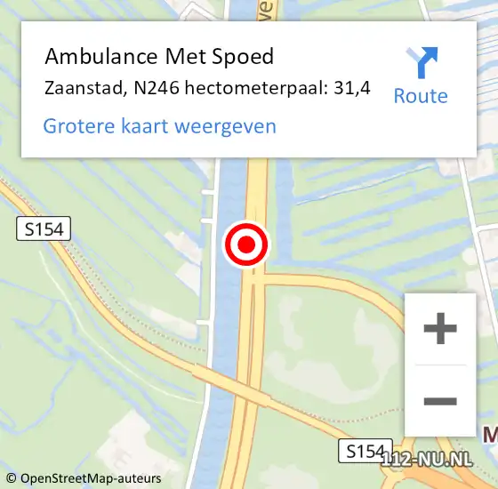 Locatie op kaart van de 112 melding: Ambulance Met Spoed Naar Zaanstad, N246 hectometerpaal: 31,4 op 17 november 2023 13:01