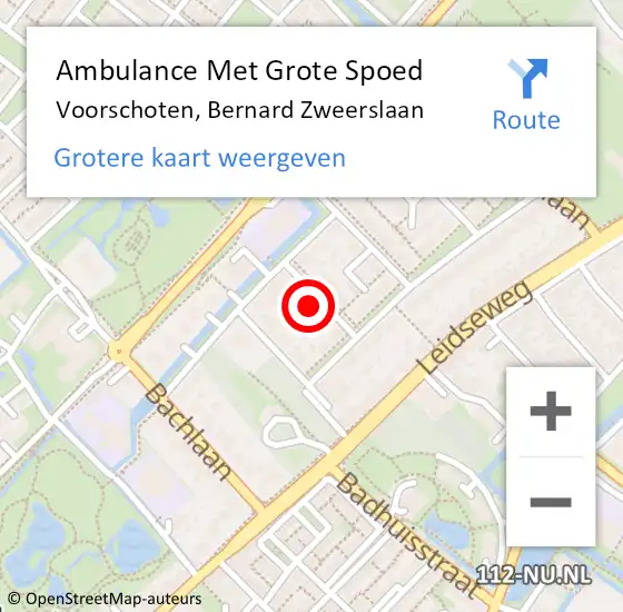 Locatie op kaart van de 112 melding: Ambulance Met Grote Spoed Naar Voorschoten, Bernard Zweerslaan op 17 november 2023 13:12