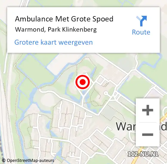 Locatie op kaart van de 112 melding: Ambulance Met Grote Spoed Naar Warmond, Park Klinkenberg op 17 november 2023 13:15