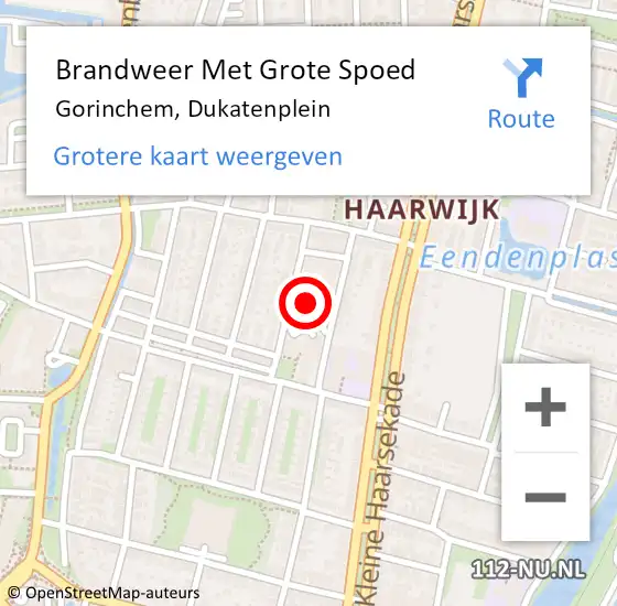 Locatie op kaart van de 112 melding: Brandweer Met Grote Spoed Naar Gorinchem, Dukatenplein op 17 november 2023 13:44