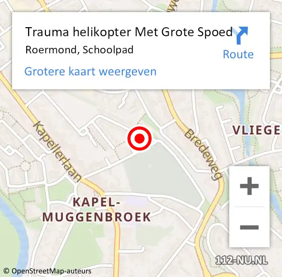 Locatie op kaart van de 112 melding: Trauma helikopter Met Grote Spoed Naar Roermond, Schoolpad op 17 november 2023 13:53