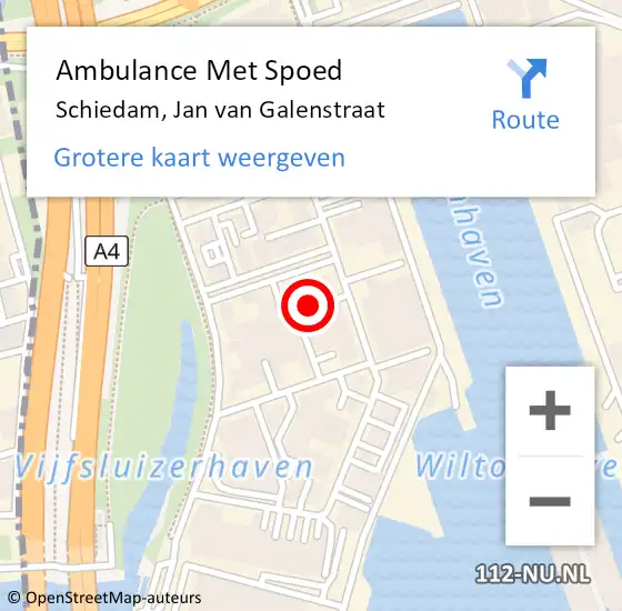 Locatie op kaart van de 112 melding: Ambulance Met Spoed Naar Schiedam, Jan van Galenstraat op 17 november 2023 13:53