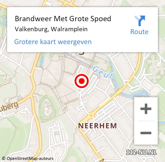 Locatie op kaart van de 112 melding: Brandweer Met Grote Spoed Naar Valkenburg, Walramplein op 17 november 2023 14:00