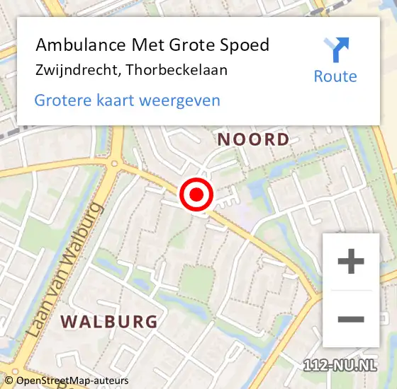 Locatie op kaart van de 112 melding: Ambulance Met Grote Spoed Naar Zwijndrecht, Thorbeckelaan op 17 november 2023 14:38