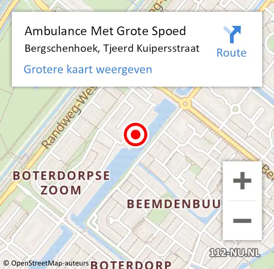 Locatie op kaart van de 112 melding: Ambulance Met Grote Spoed Naar Bergschenhoek, Tjeerd Kuipersstraat op 17 november 2023 14:44