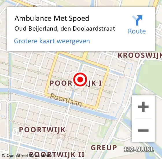 Locatie op kaart van de 112 melding: Ambulance Met Spoed Naar Oud-Beijerland, den Doolaardstraat op 17 november 2023 14:44