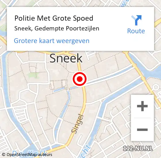 Locatie op kaart van de 112 melding: Politie Met Grote Spoed Naar Sneek, Gedempte Poortezijlen op 17 november 2023 14:45