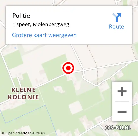 Locatie op kaart van de 112 melding: Politie Elspeet, Molenbergweg op 17 november 2023 14:46