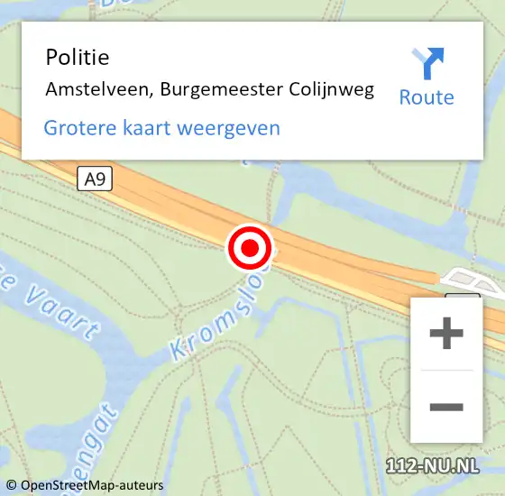 Locatie op kaart van de 112 melding: Politie Amstelveen, Colijnweg op 15 september 2014 16:59