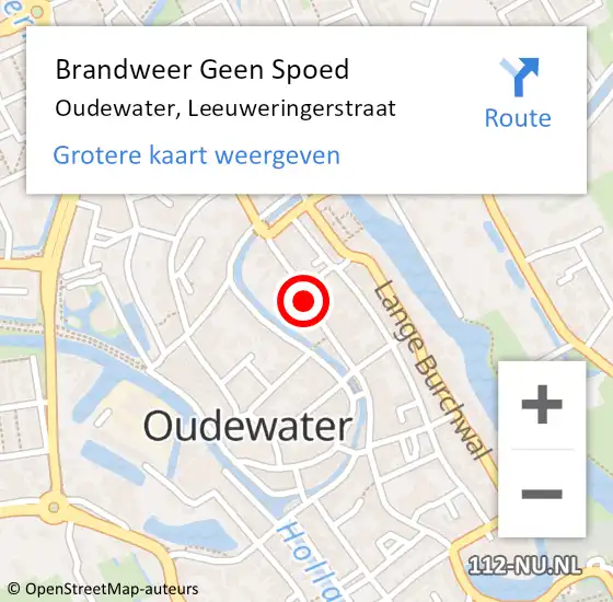 Locatie op kaart van de 112 melding: Brandweer Geen Spoed Naar Oudewater, Leeuweringerstraat op 17 november 2023 14:48