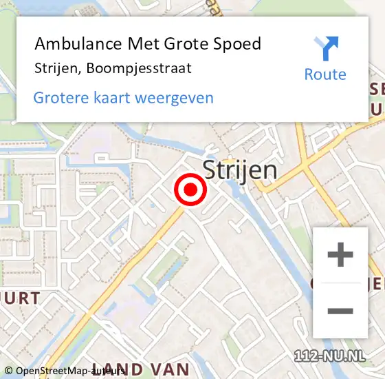 Locatie op kaart van de 112 melding: Ambulance Met Grote Spoed Naar Strijen, Boompjesstraat op 17 november 2023 14:50