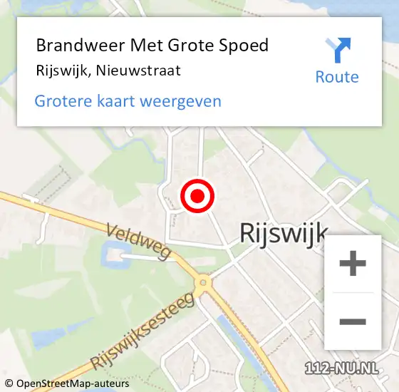 Locatie op kaart van de 112 melding: Brandweer Met Grote Spoed Naar Rijswijk, Nieuwstraat op 17 november 2023 14:58