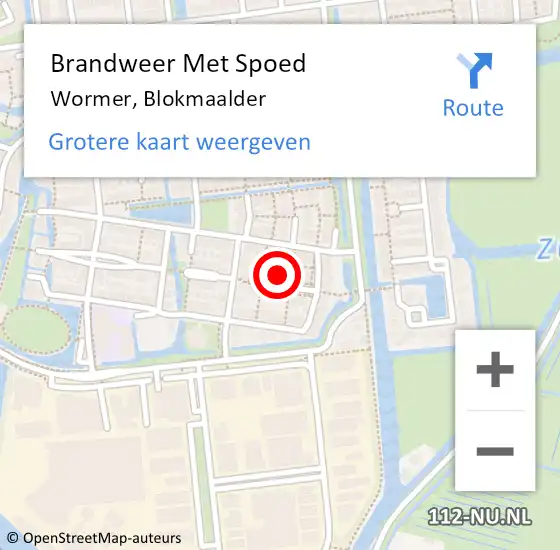 Locatie op kaart van de 112 melding: Brandweer Met Spoed Naar Wormer, Blokmaalder op 17 november 2023 15:08