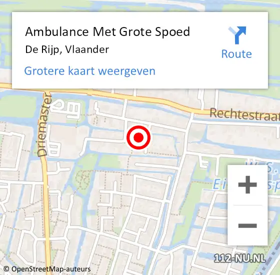 Locatie op kaart van de 112 melding: Ambulance Met Grote Spoed Naar De Rijp, Vlaander op 14 oktober 2013 16:20