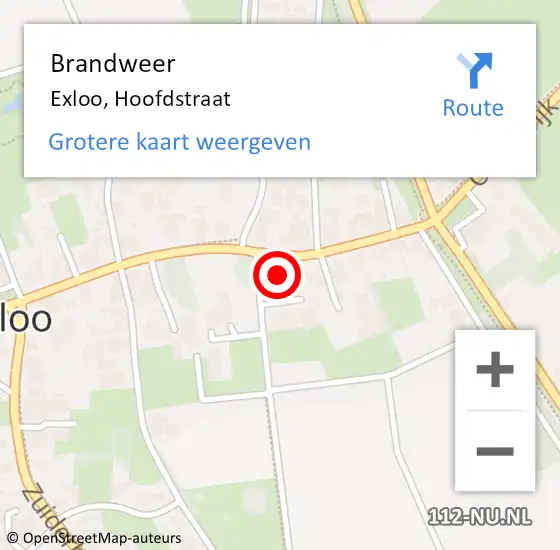 Locatie op kaart van de 112 melding: Brandweer Exloo, Hoofdstraat op 17 november 2023 15:13