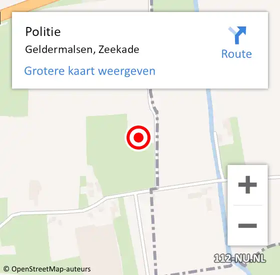 Locatie op kaart van de 112 melding: Politie Geldermalsen, Zeekade op 17 november 2023 15:21