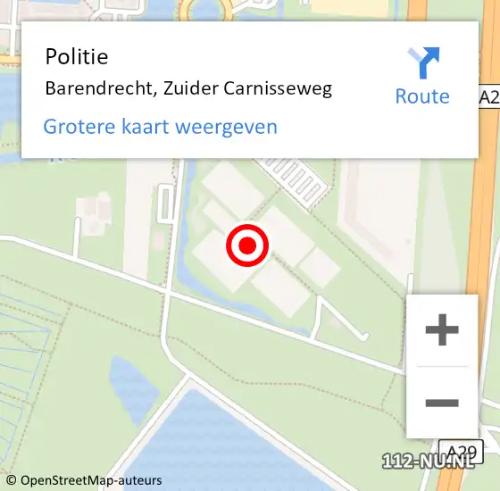 Locatie op kaart van de 112 melding: Politie Barendrecht, Zuider Carnisseweg op 17 november 2023 15:31