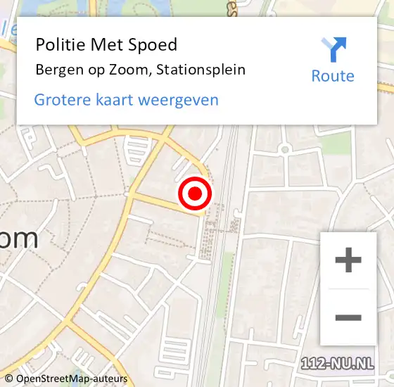 Locatie op kaart van de 112 melding: Politie Met Spoed Naar Bergen op Zoom, Stationsplein op 17 november 2023 15:59