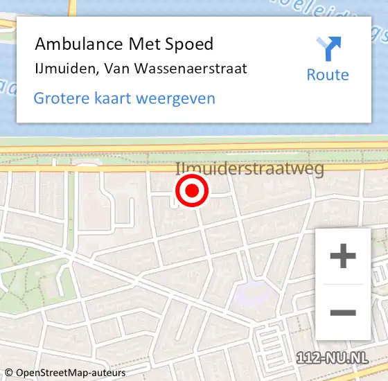 Locatie op kaart van de 112 melding: Ambulance Met Spoed Naar IJmuiden, Van Wassenaerstraat op 17 november 2023 16:22