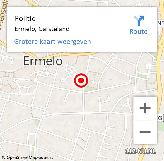 Locatie op kaart van de 112 melding: Politie Ermelo, Garsteland op 17 november 2023 16:27
