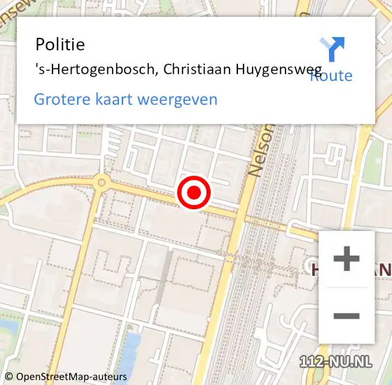 Locatie op kaart van de 112 melding: Politie 's-Hertogenbosch, Christiaan Huygensweg op 17 november 2023 16:30