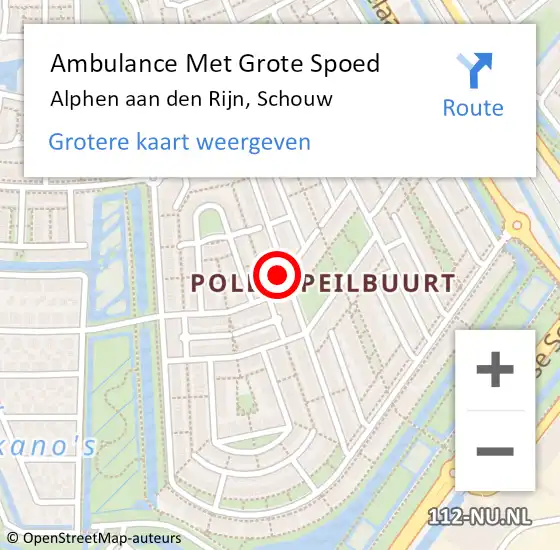 Locatie op kaart van de 112 melding: Ambulance Met Grote Spoed Naar Alphen aan den Rijn, Schouw op 17 november 2023 16:33