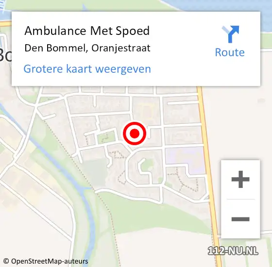 Locatie op kaart van de 112 melding: Ambulance Met Spoed Naar Den Bommel, Oranjestraat op 17 november 2023 16:41