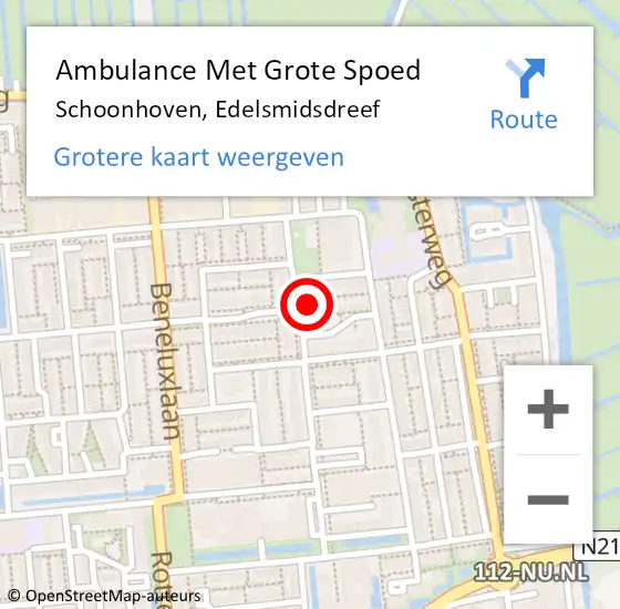 Locatie op kaart van de 112 melding: Ambulance Met Grote Spoed Naar Schoonhoven, Edelsmidsdreef op 17 november 2023 16:47