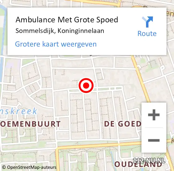 Locatie op kaart van de 112 melding: Ambulance Met Grote Spoed Naar Sommelsdijk, Koninginnelaan op 17 november 2023 16:48