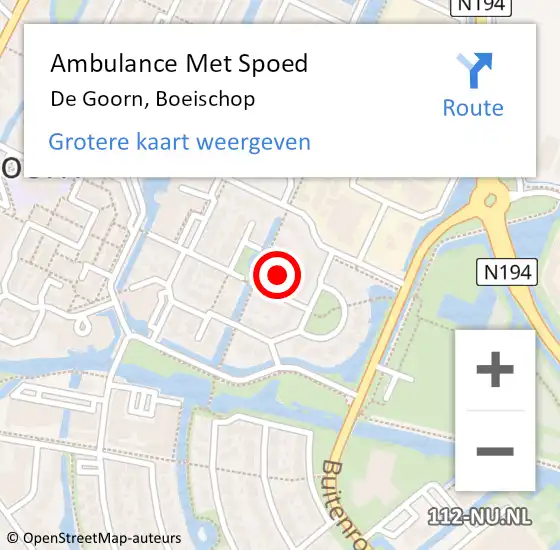 Locatie op kaart van de 112 melding: Ambulance Met Spoed Naar De Goorn, Boeischop op 17 november 2023 16:53